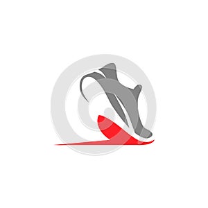 Running shoe symbol on white backdrop