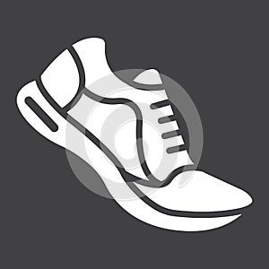 Running shoes glyph icon, fitness and sport