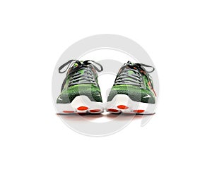 Running shoes green orange