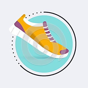 Running shoes icon.Shoes for training, sneaker isolated on blue