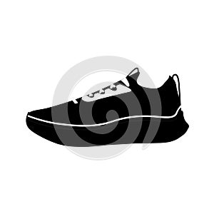 Running Shoes Silhouette. Black and White Icon Design Element on Isolated White Background