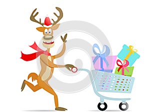 Running shopping christmas reindeer