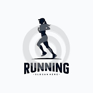 Running silhouette logo design vector