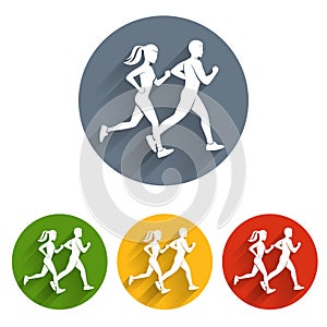 Running silhouettes icon