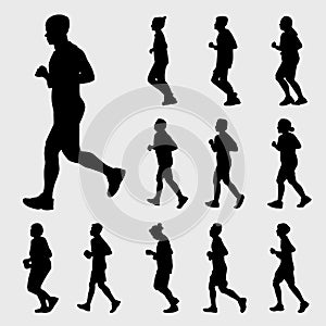 Running silhouettes set