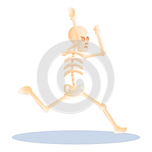 Running skeleton icon, cartoon style