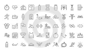 Running sport race line icons set design