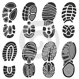 Running sport shoes vector footprint set