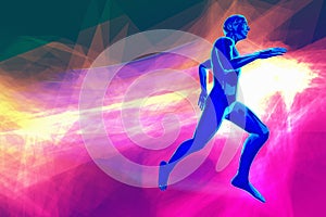 Running sportive life or marathon runinng race concept 3d rendering illustration