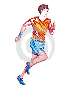 Running Sportsman Colorful Geometric Design