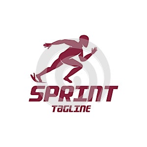 Running sprint jogging minimalist athletics logo design template vector