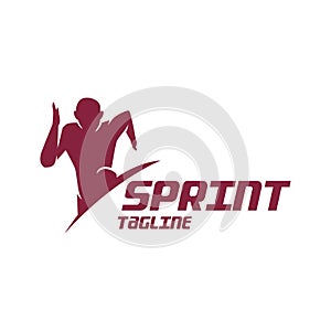 Running sprint jogging minimalist athletics logo design template vector