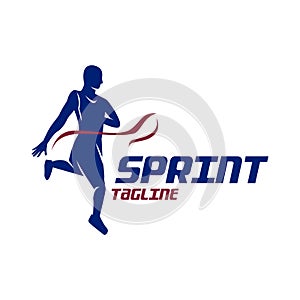 Running sprint jogging minimalist athletics logo design template vector