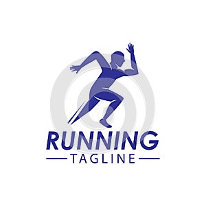 Running sprint jogging minimalist athletics logo design template vector