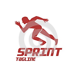 Running sprint jogging minimalist athletics logo design template vector
