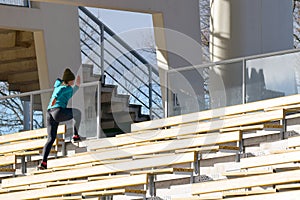 Running on stairs.