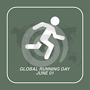 Running Stickman Icon Vector, Global Running Day Design Concept, perfect for social media post templates, posters, greeting cards,