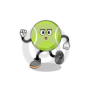 running tennis ball mascot illustration