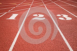 Running track or athlete track with lane numbers