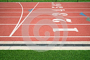 Running track or athletics track finish start line