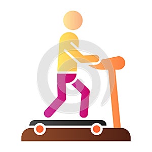 Running track flat icon. Treadmill color icons in trendy flat style. Training man gradient style design, designed for