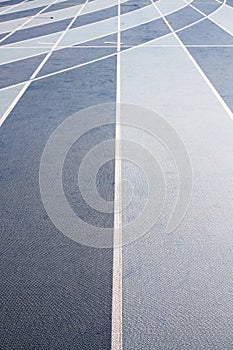 Running track with lanes in detail for subject sport