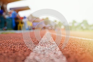 Running track or Racetrack with blurred Background selective focus