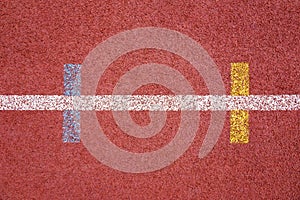 Running track rubberized artificial surface with color marking