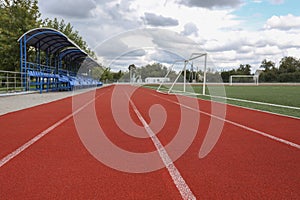 Running track at the stadium with rubber coating