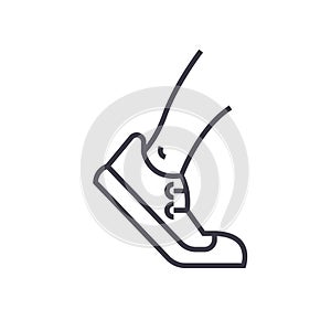 Running, tracking flat line illustration, concept vector isolated icon on white background