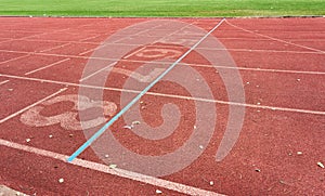 Running tracks in athletic stadium.