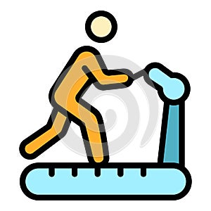 Running treadmill icon color outline vector