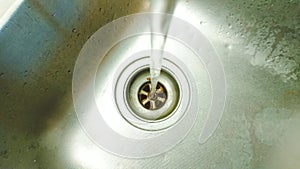 Running Wasting Water Into A Sink Unit