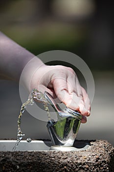 Running Water in an Outdoor Water Fountain