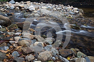 Running of water stream from waterfall