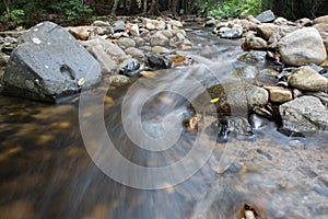 Running of water stream from waterfall