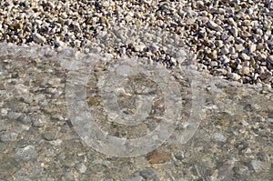 Running water in tides, ocean, kefalonia, greece