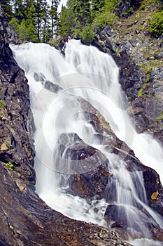 Running water and water fall runs through Payette national Forest near McCall Idaho