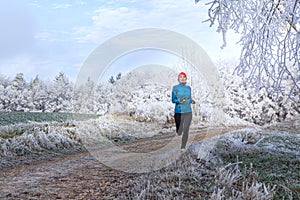 Running in the wintry forest