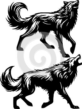 Running Wolf Silhouette Vector on EPS File