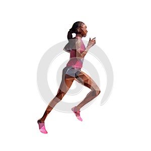 Running woman abstract polygonal silhouette