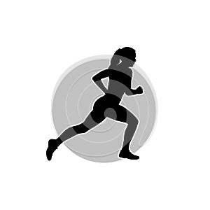 Running woman icon illustration isolated. Healthy running, Silhouette healthy runner