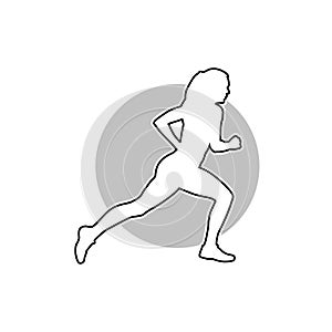 Running woman icon illustration isolated. Healthy running, Silhouette healthy runner