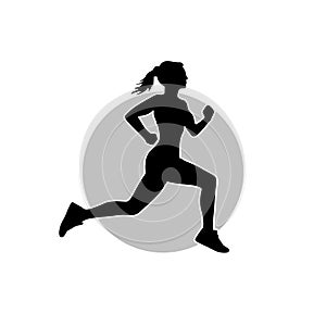 Running woman icon illustration isolated. Healthy running, Silhouette healthy runner