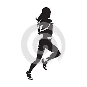 Running woman, isolated vector silhouette. Run, heathy lifestyle