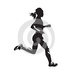 Running woman, isolated vector silhouette. Run, heathy lifestyle