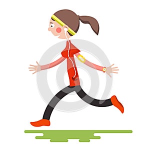 Running Woman Isolated on White Background