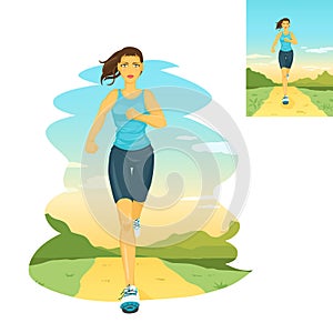 Running woman, morning jogging