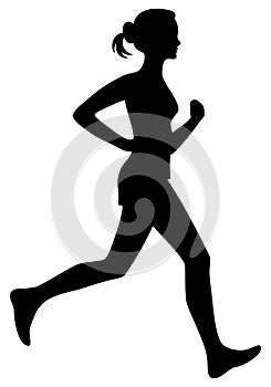 Running woman vector illustration isolated, run girl silhouette.