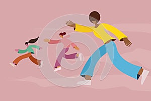 Women of multi ethnicity running fast